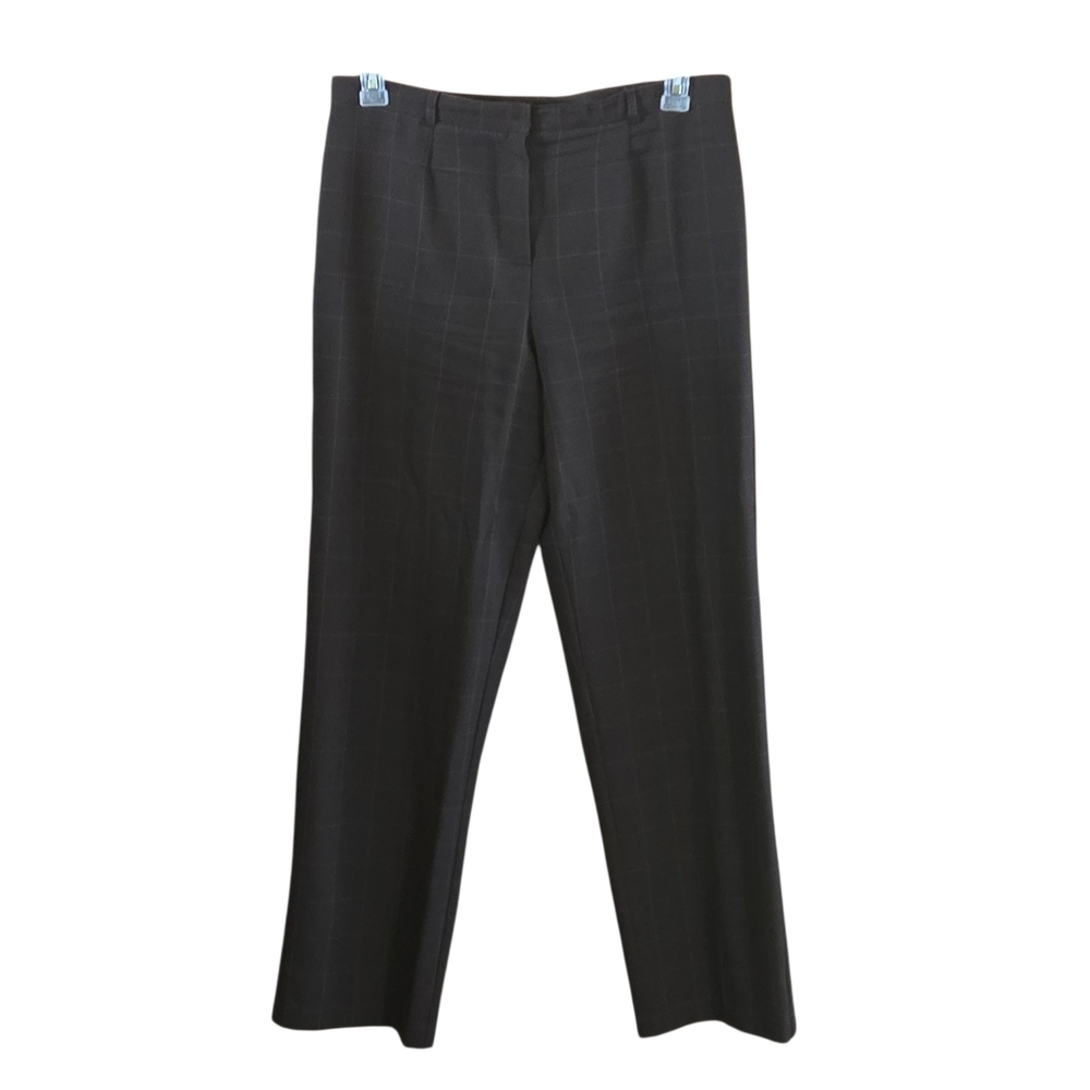 White Stag Womens 10 Coffee House Brown Windowpane Checks Dress Pants Trousers